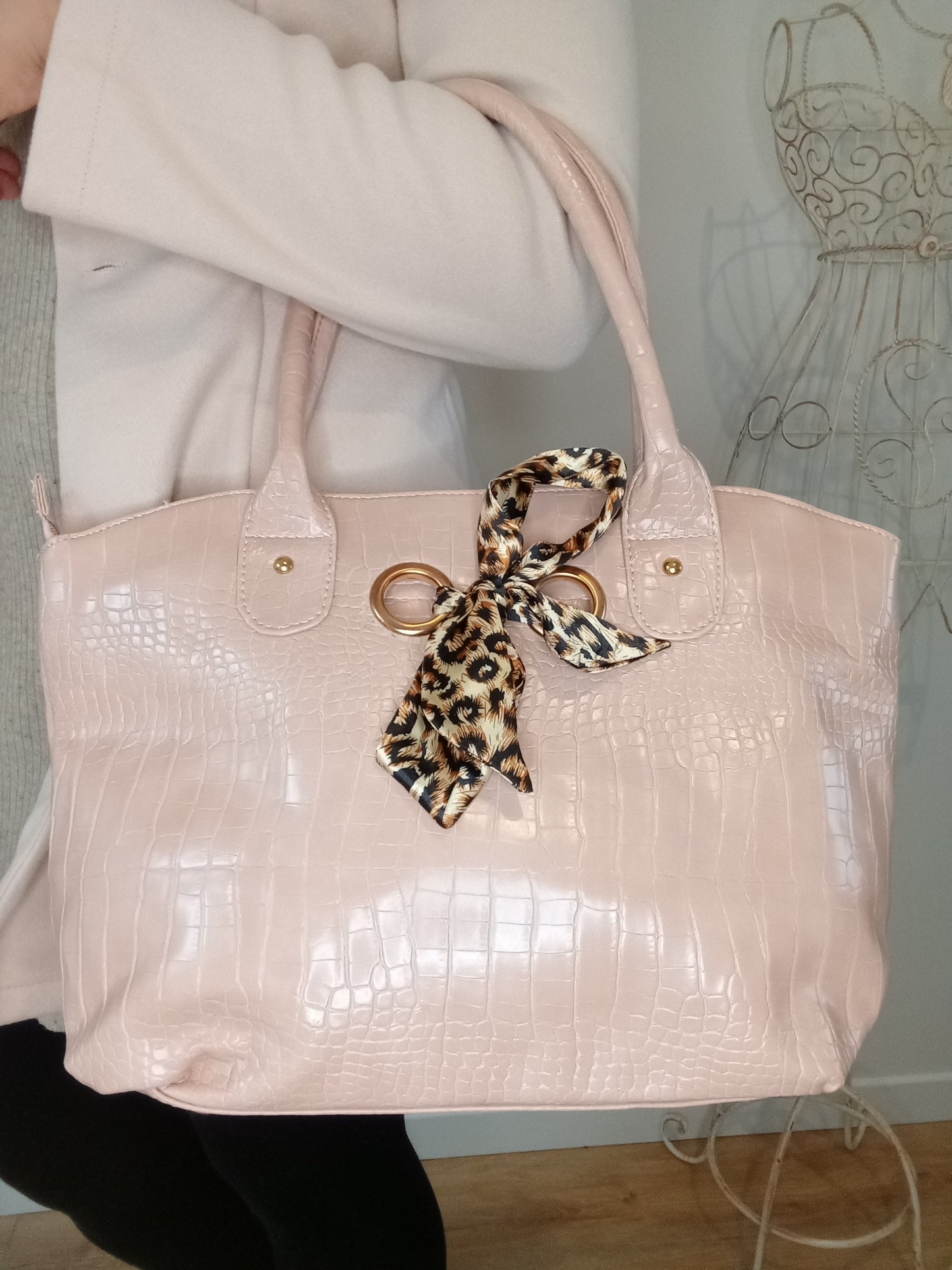 Sac à main simili cuir Rose vernis
