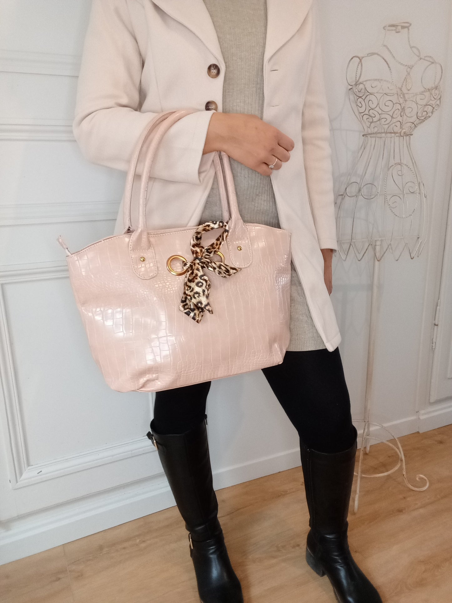 Sac à main simili cuir Rose vernis