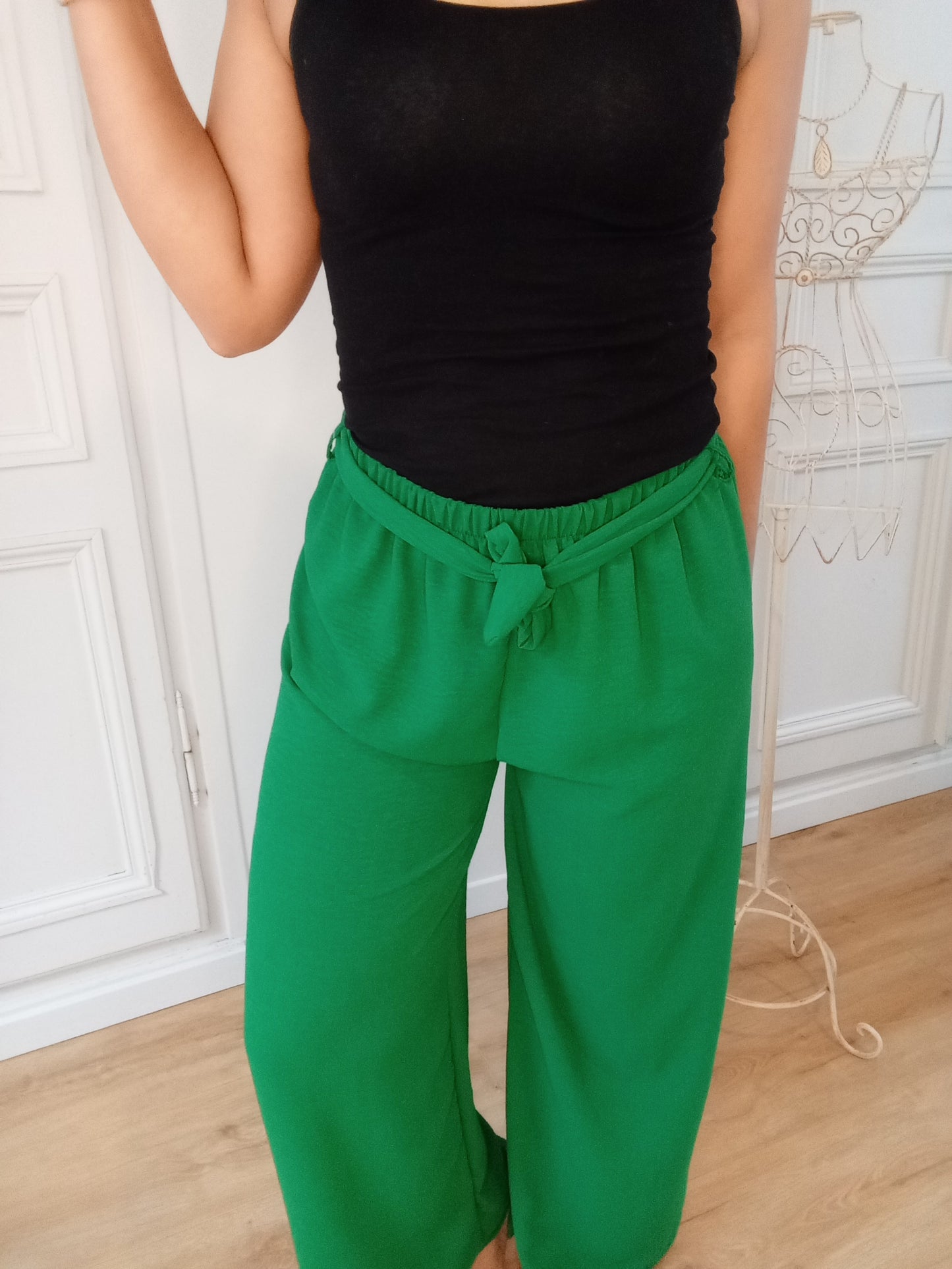 Pantalon Ample Fluide Vert