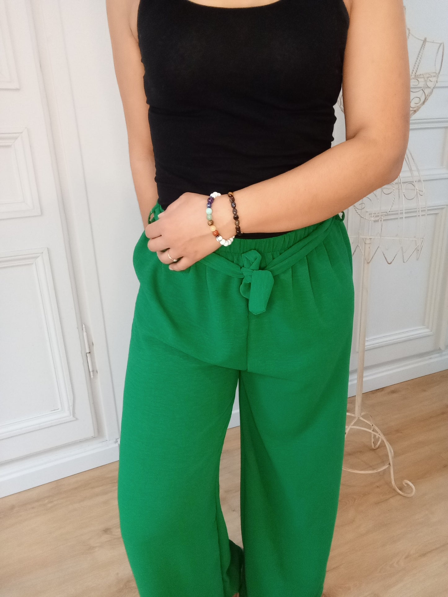 Pantalon Ample Fluide Vert