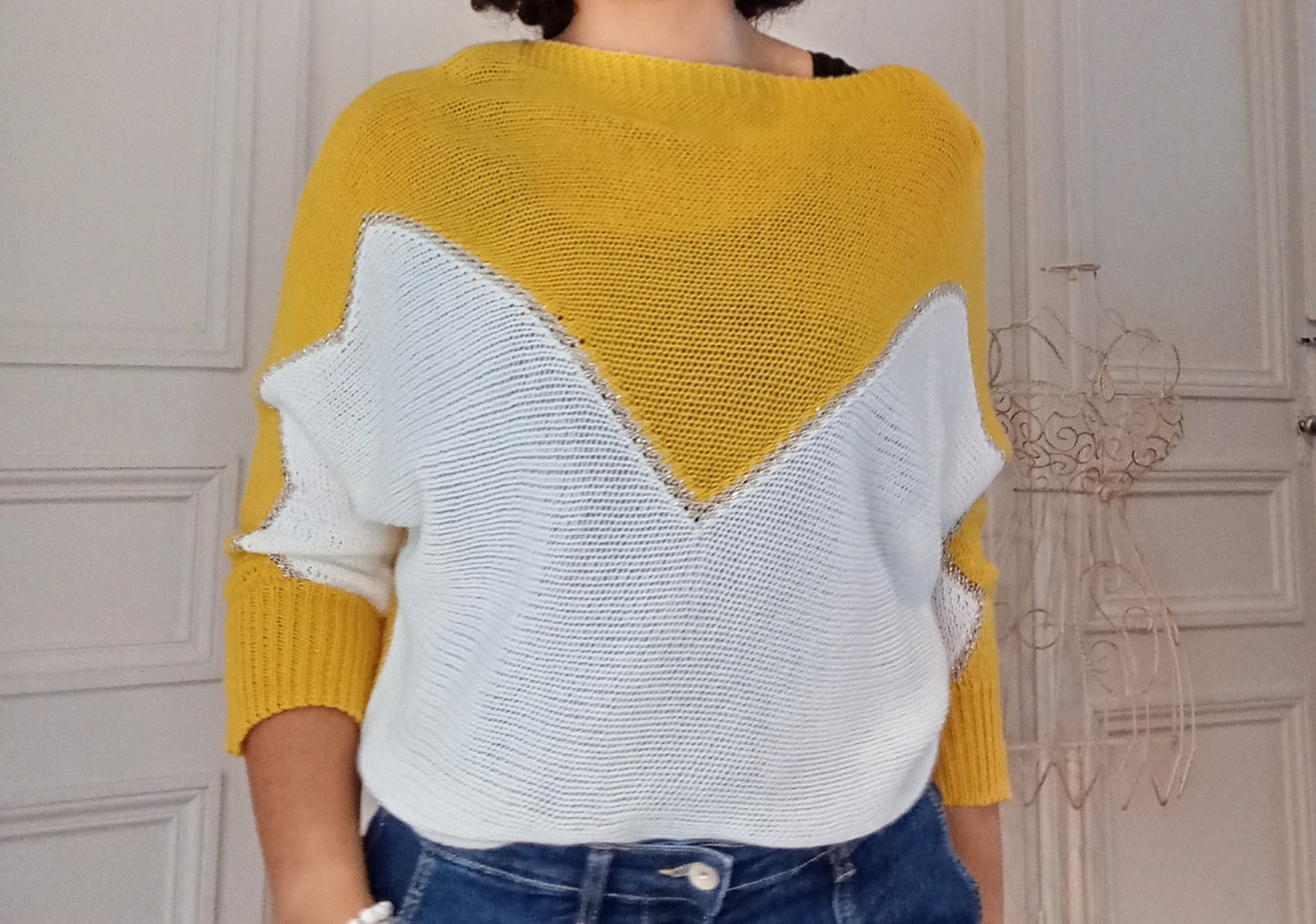 Pull bicolore Jaune