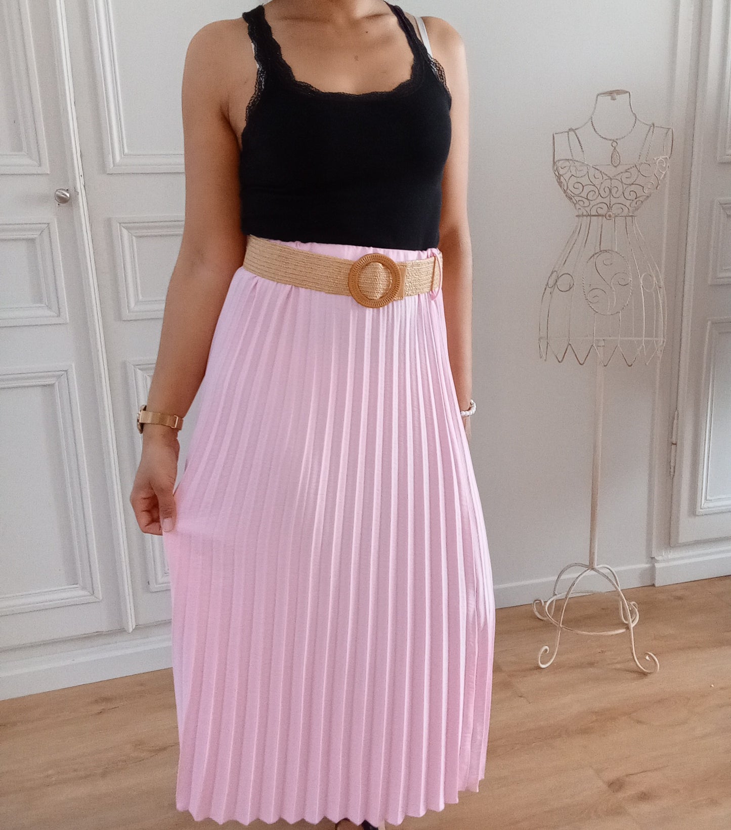 Jupe Plissée Rose + ceinture