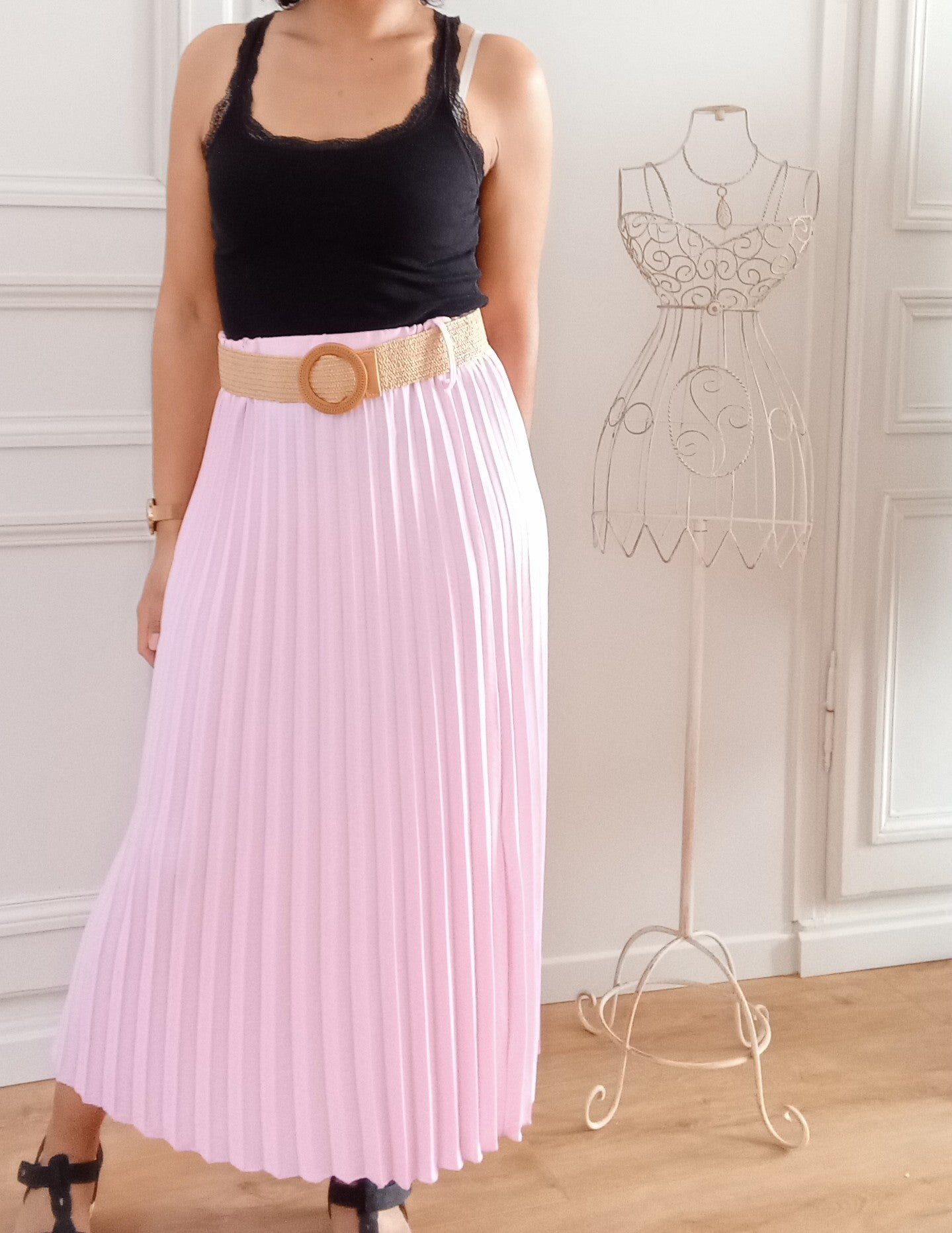 Jupe Plissée Rose + ceinture