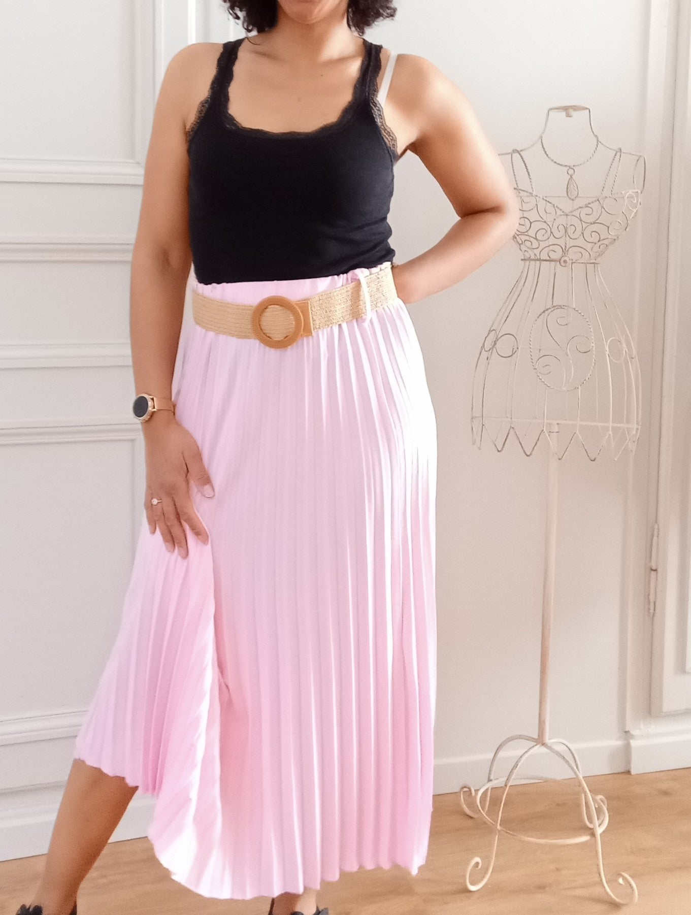 Jupe Plissée Rose + ceinture