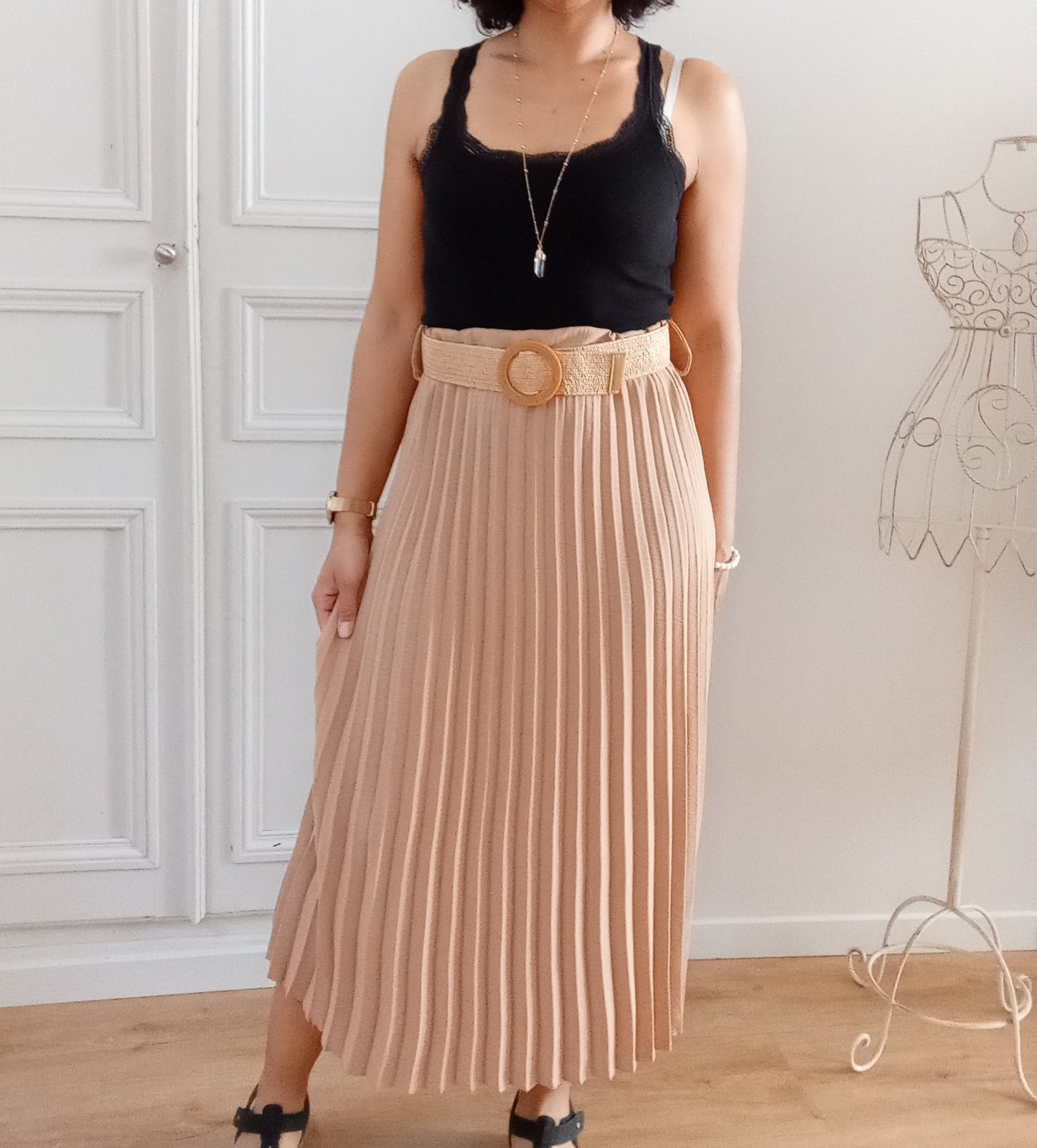 Jupe Plissée Camel + ceinture