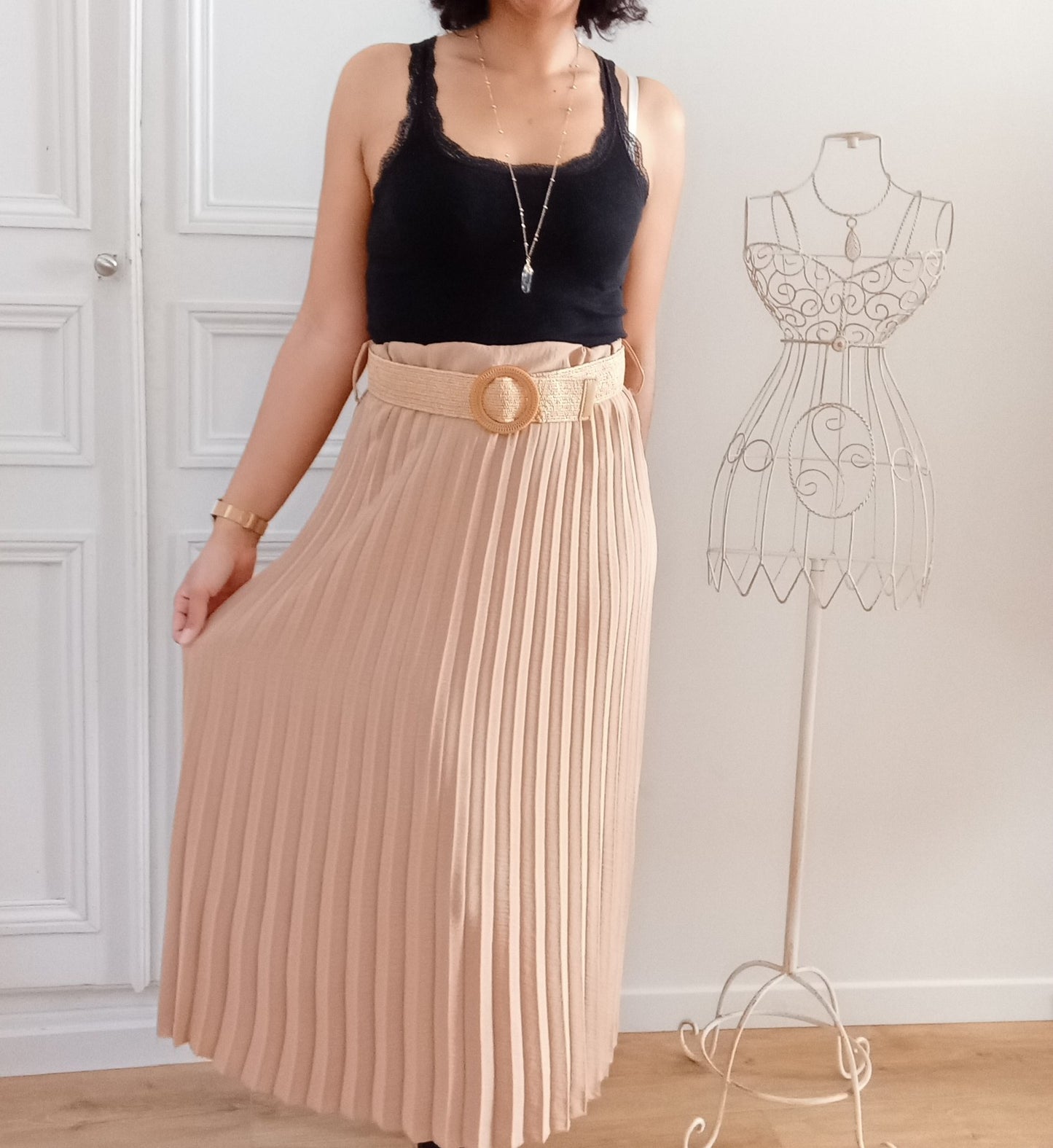 Jupe Plissée Camel + ceinture
