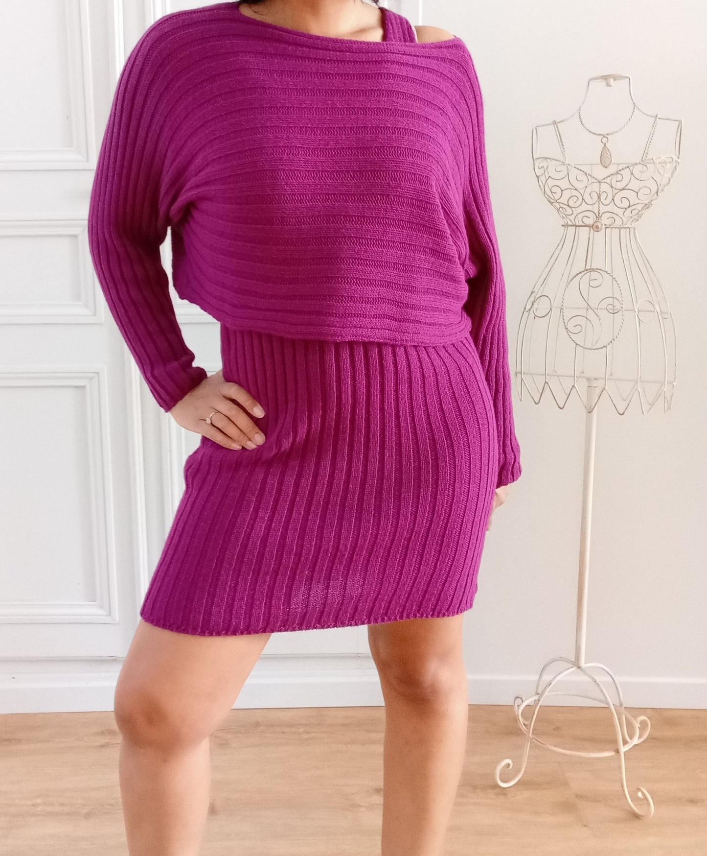 Ensemble Robe + Pull assorti Prune