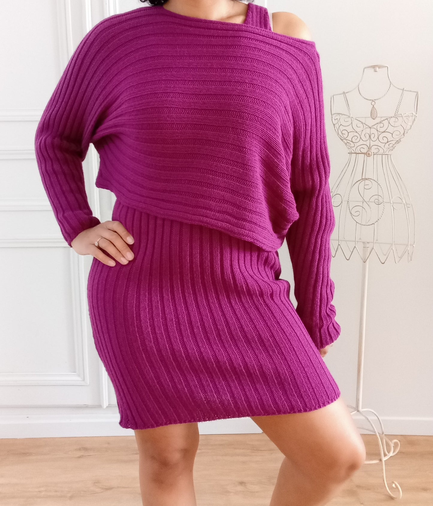 Ensemble Robe + Pull assorti Prune