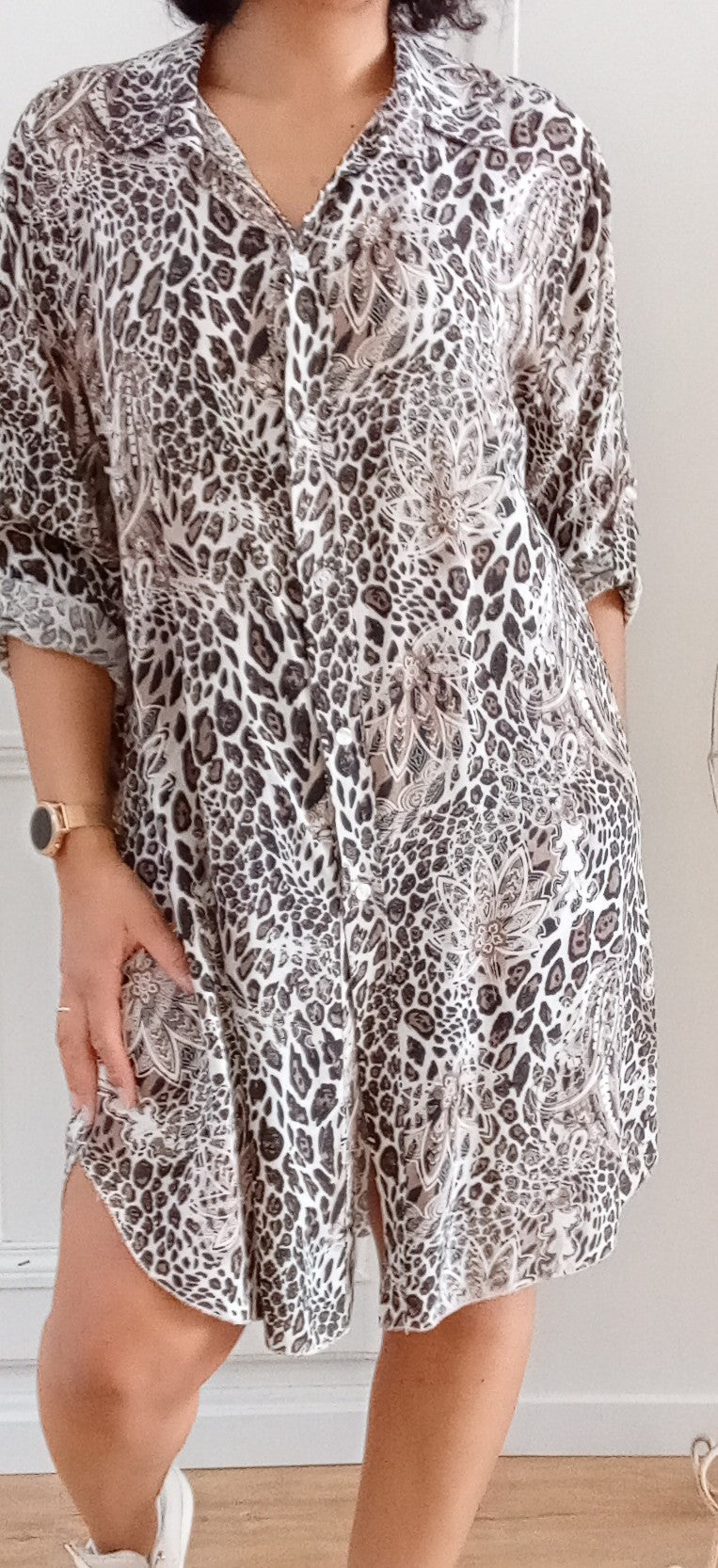 Robe chemise imprimée Léopard