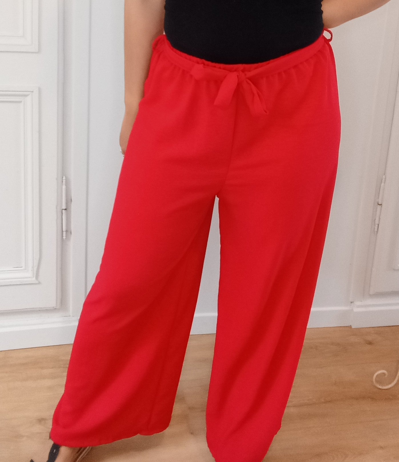 Pantalon Ample Fluide Rouge