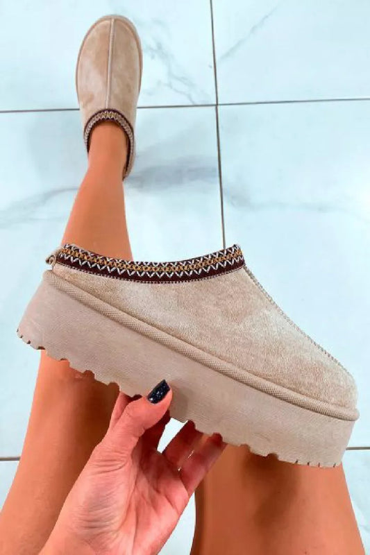 Bottines chaussons plateforme Grises