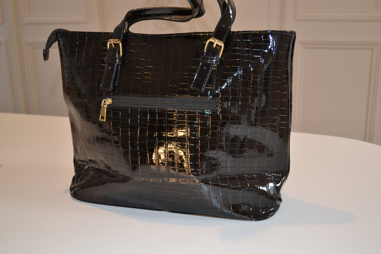 Sac à main simili cuir Noir vernis