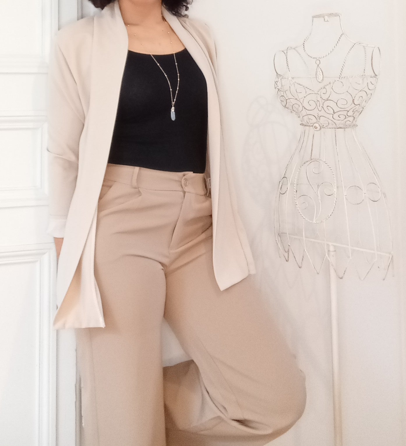 Pantalon Style tailleur large Camel