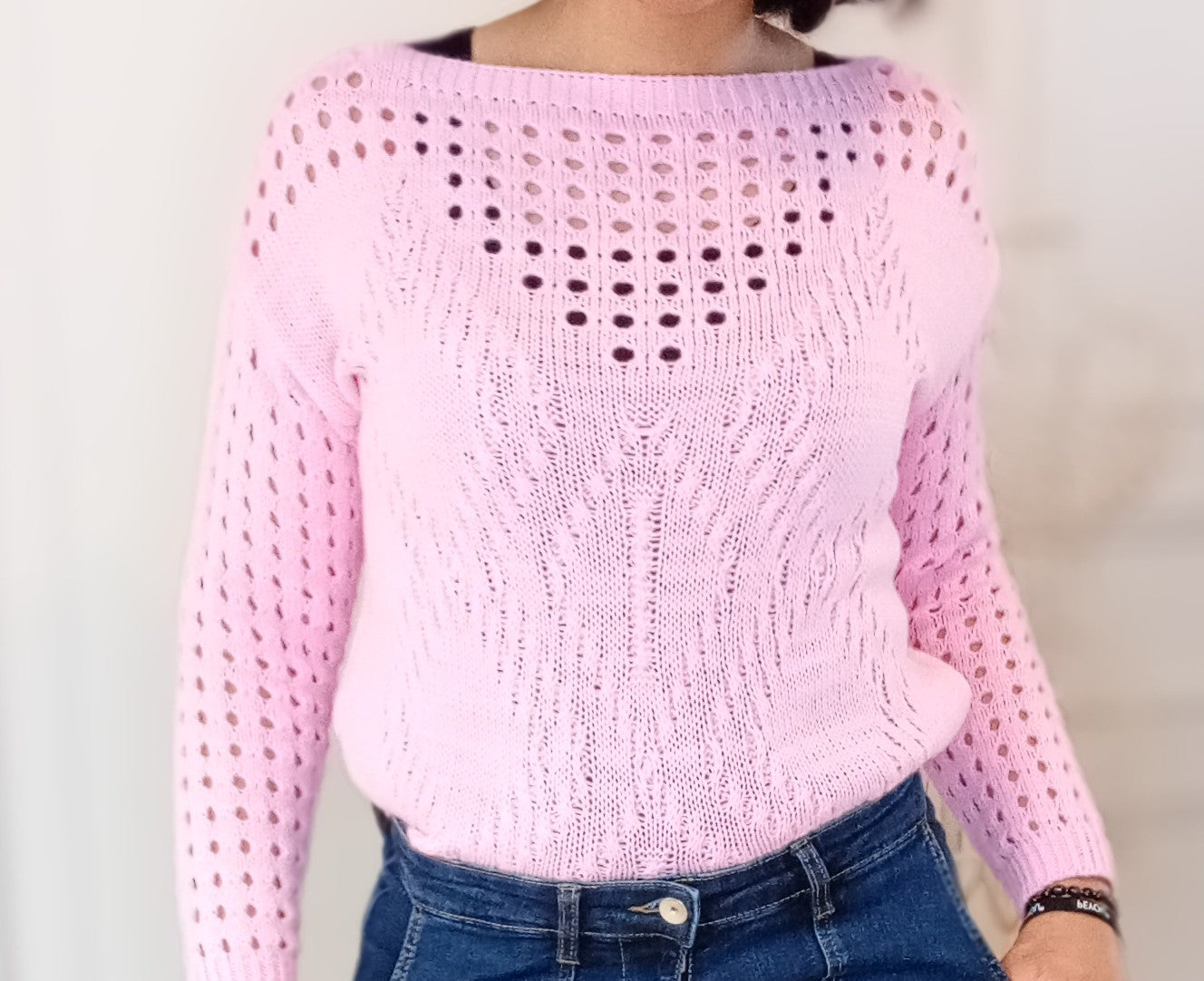 Pull Ajouré Rose