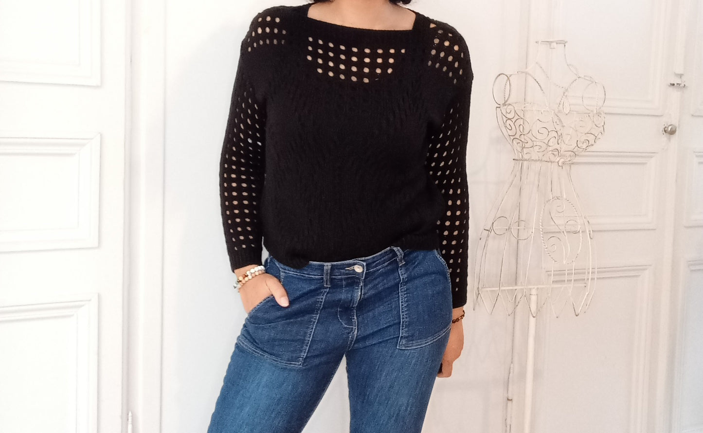 Pull Ajouré Noir