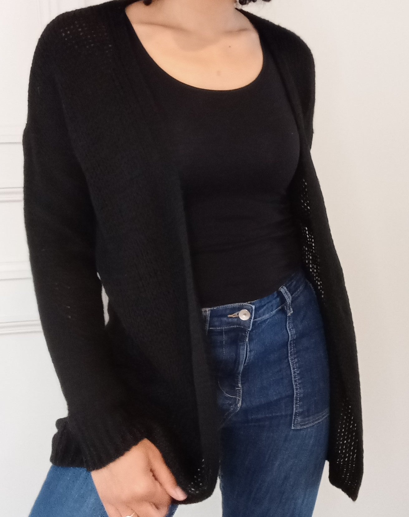 Gilet Maille Mi-long noir