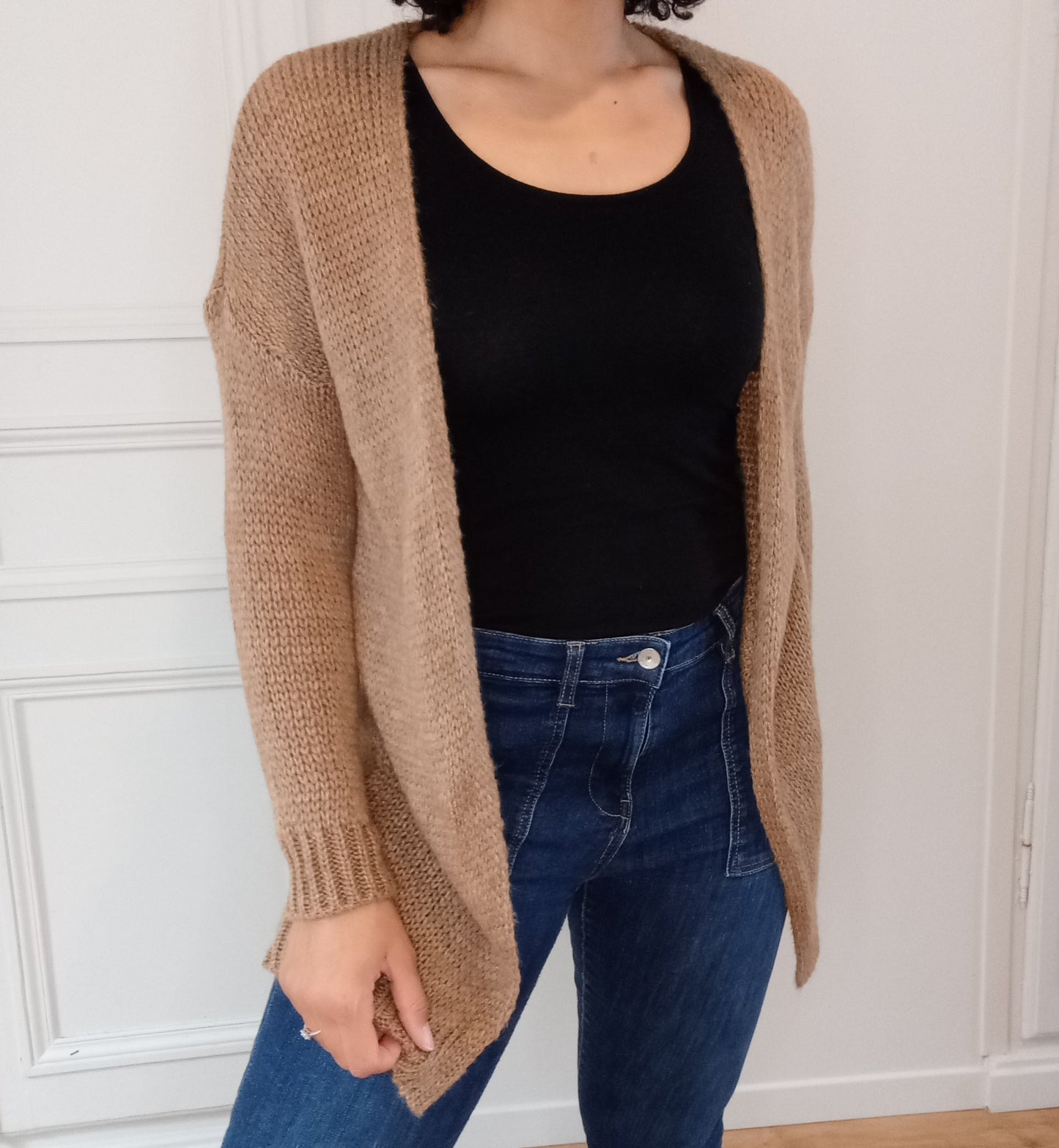 Gilet Maille Mi-long Camel