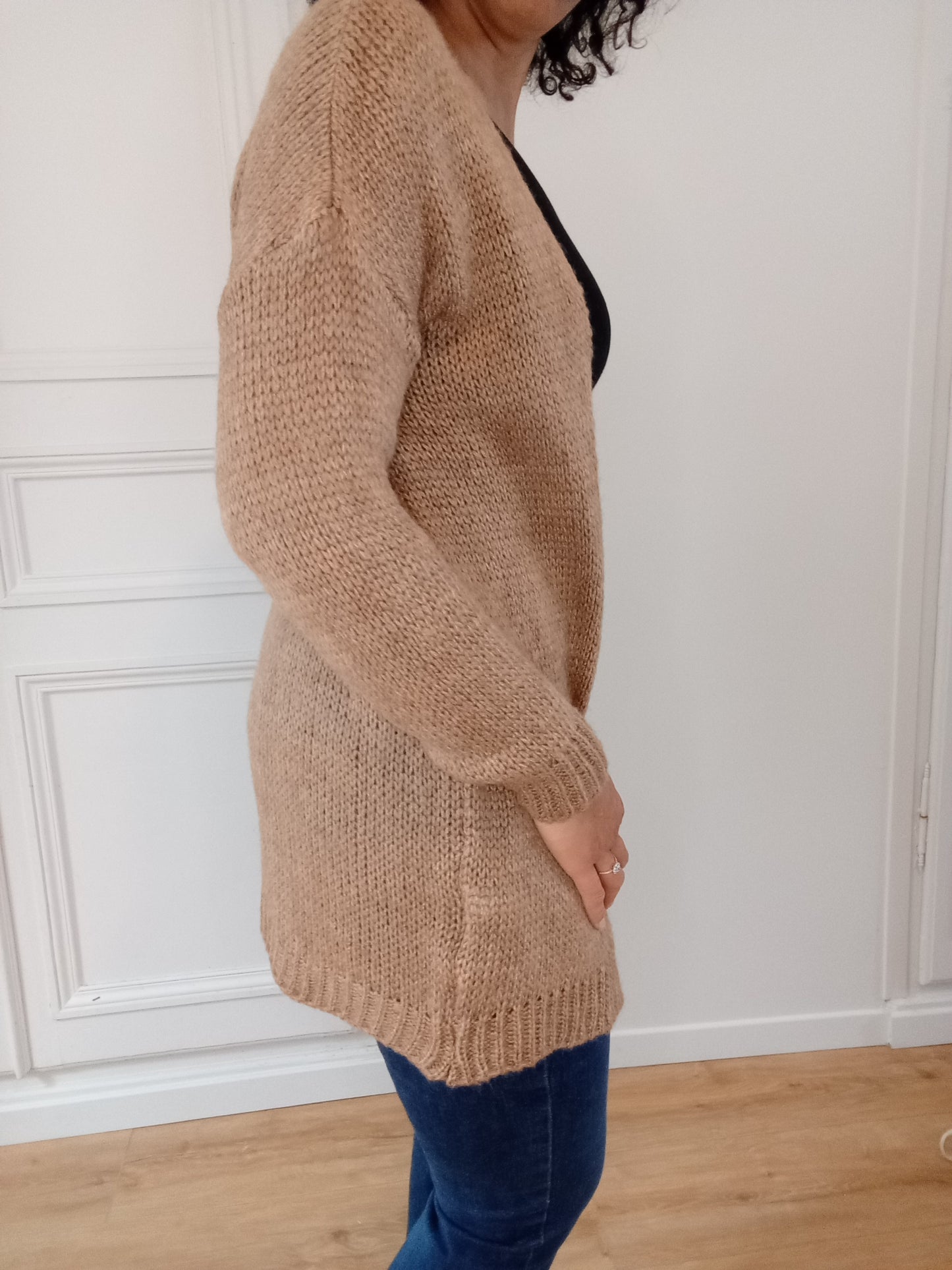 Gilet Maille Mi-long Camel