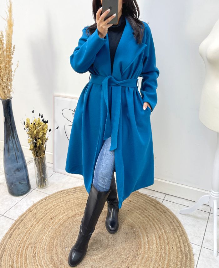 Manteau long Bleu Pétrole